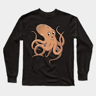 Cheeky Cute Octopus Character Illustration Long Sleeve T-Shirt